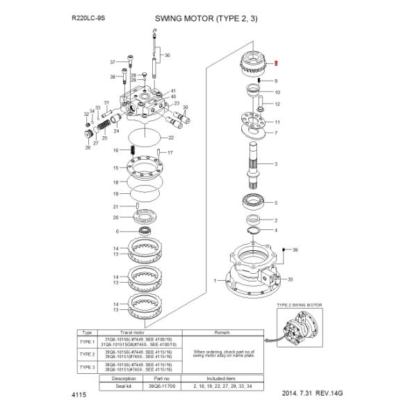JMF151 Hydraulic Pump Spare Parts Auxiliary Hydraulic Kit For Excavator R220-9 R225-9