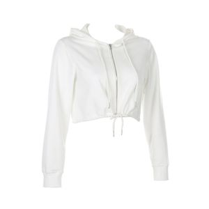 Buy cheap Manufacturer Women Spring Fall Drawstring Crop Top Sweatshirt Full Zipper from wholesalers