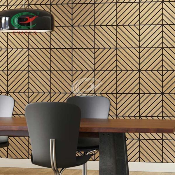 V Groove Cutting Felt Wall Panels Stable PET Material Practical