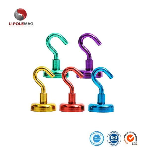 Ndfeb Grade D16 D20 D32 Strong Permanent Pot Magnetic Hook Sliver Neodymium Magnet Hook