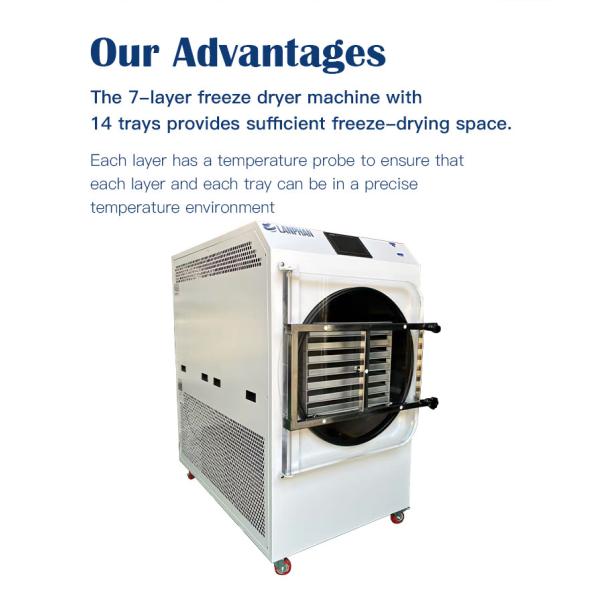 55kg-60kg / Batch 14 Trays Commercial Freeze Drying Machine 4m2 Freeze Dryer For Food