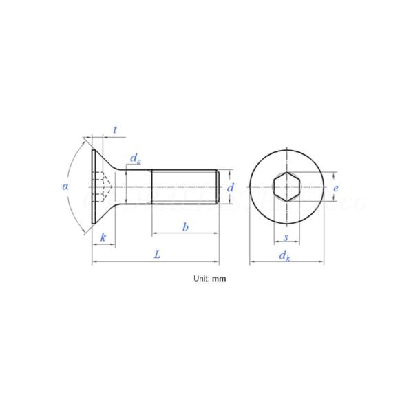 DIN 7991 Carbon Steel CL8.8 10.9 12.9 Countersunk Head Screws