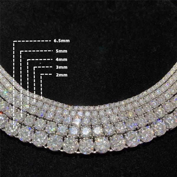 VVS Moissanites Tennis Diamond Necklace Hip Hop 925 Sterling Silver 2mm 3mm 5mm 6.5mm