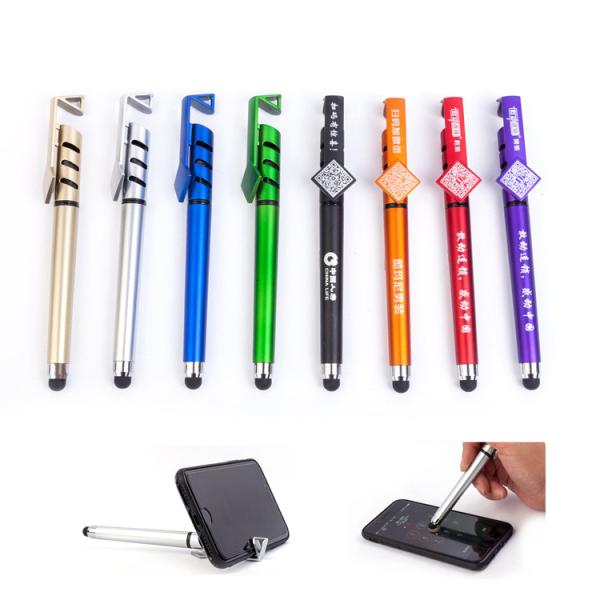 Promotional Mobile phone stand touch screen ballpoint pen Plastic logo