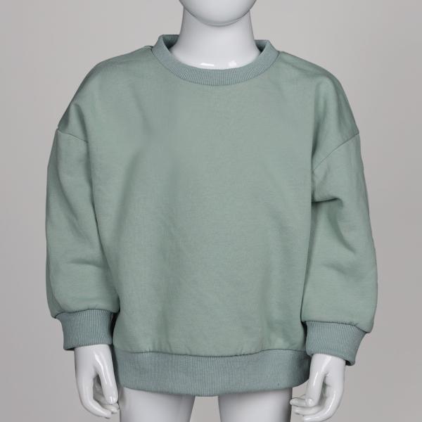 Fleece Fabric Pullover Sweat Shirt Drop Shoulder With Solid Color