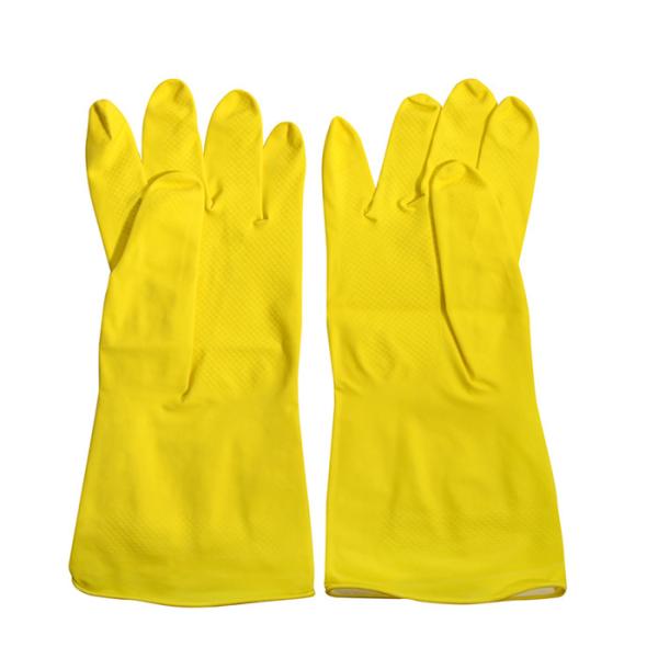 Flocklined Kitchen Rubber Gloves Waterproof Household Cleaning Latex Gloves