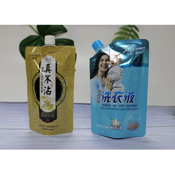 Colorful Printed Liquid Spout Pouch For Washing Laundry Detergent / Stand Up Pouch With Spout