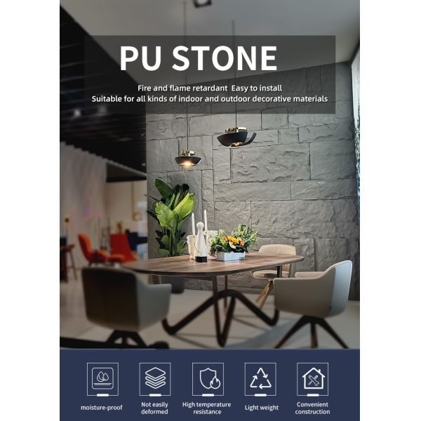 Modern 3D PU Stone Wall Panel for Outdoor Villa Decoration Waterproof Soundproof Fireproof Artificial Rock External Decorative