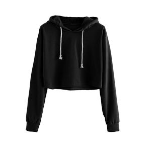 100% Cotton Women Crop Top Hoodie 300gsm Woman Sweatshirt
