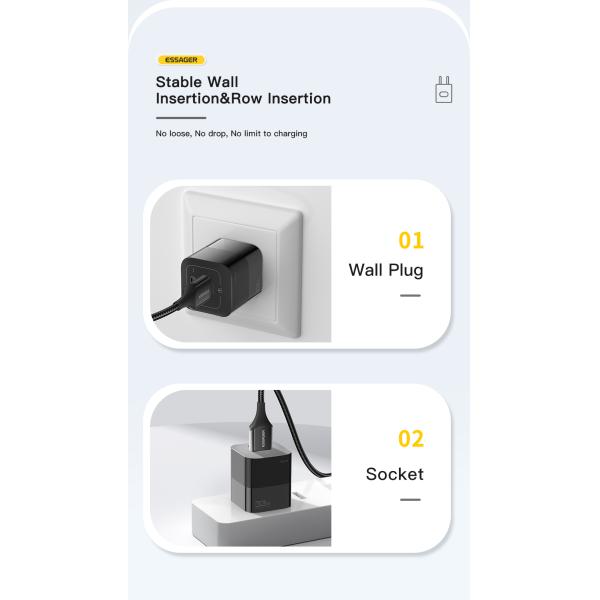 Essager USB Type C GaN Cellphone Fast Charger 33W