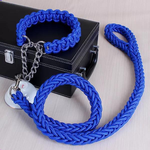 Adjustable Eight Strand Woven Dog Collar Leash Explosion Proof Nylon Pet Leash
