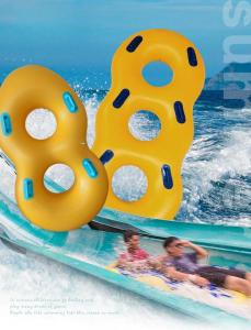 Cheap Yellow Double Inflatable Swimming Ring Pool Float For Adults Water Park Game Play wholesale