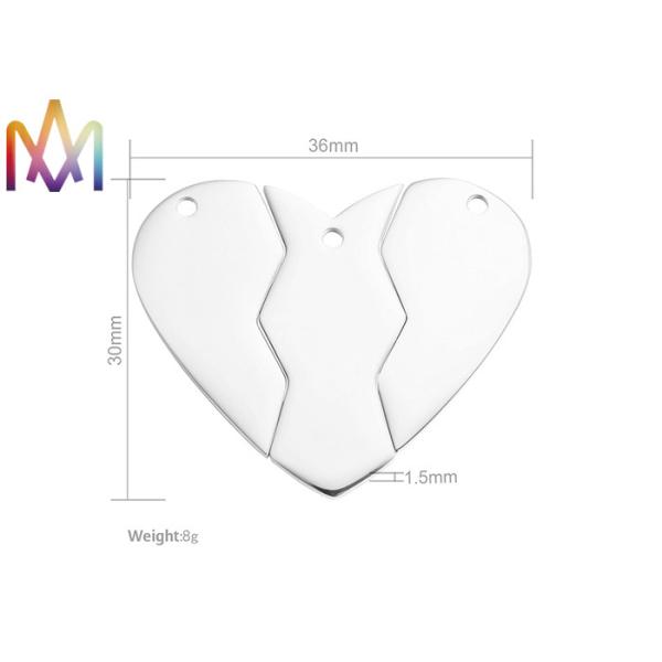 CE 8g Polished Split Spot Stainless Steel Heart Pendant
