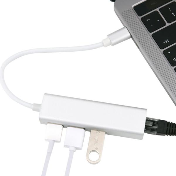 Aluminum Alloy USB 3.1 Type C to Ethernet Adapter With 3 Port USB 3.0 HUB Type-C to RJ45 Network LAN Adapter Converter Cable