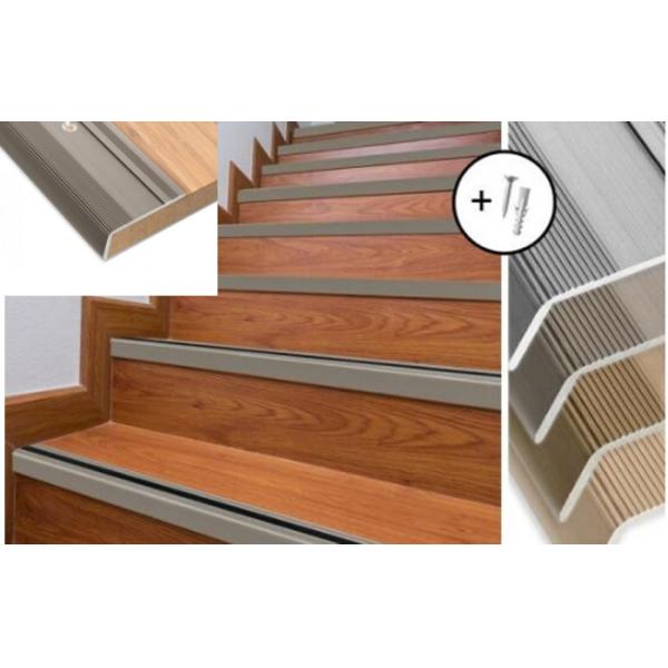 Modern Outdoor No Slip Stair Nosing Screws Firlmly Fixed PVC Rubber Inserted