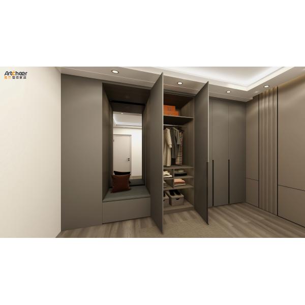 Modern Minimalist Wooden Bedroom Hinge Door Wardrobe High End Nordic Style 2 Door Wardrobe