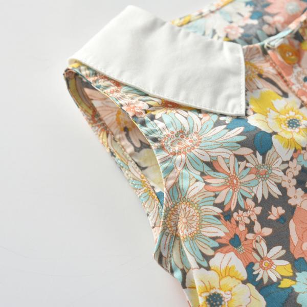 Summer Children's Clothing Children's Vintage Dress Sleeveless Doll Collar Floral Dress