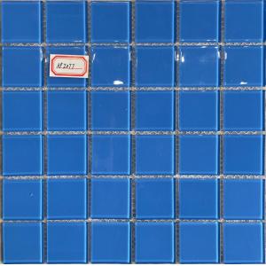 China 48x48mm Blue Glass Mosaic Tiles for Swimming Pools 300x300mm on sale