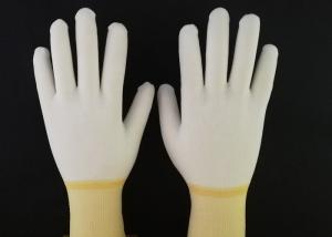 Cheap Yellow PU Coated Gloves Hot Melt Binding Edge With 100% Nylon Knitted Liner wholesale