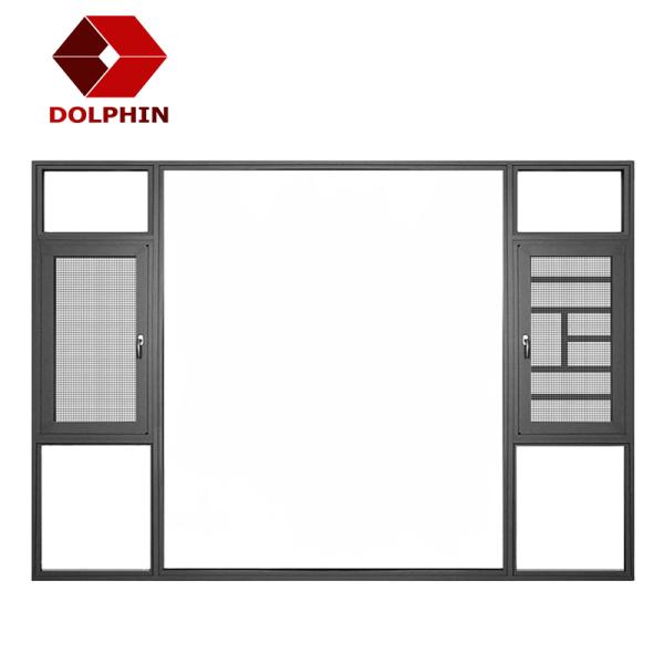 Double Glazed Aluminum Casement Window Hurricane Proof Impact Powder Coated
