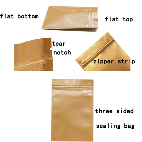 SGS Custom Printed Heat Seal Packaging Bags Three Side Seal Gravure printing