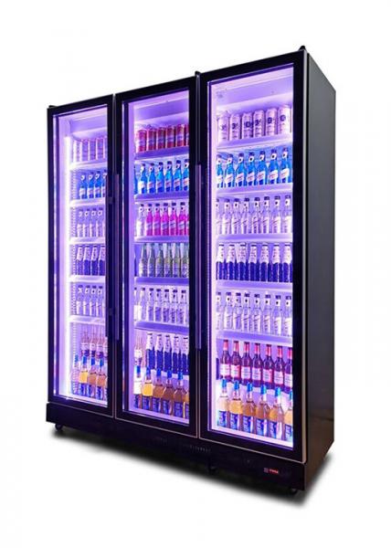 Quality Glass Door Beer Fridge Drink Beverage Cooler And Chiller With Colorful LED for sale