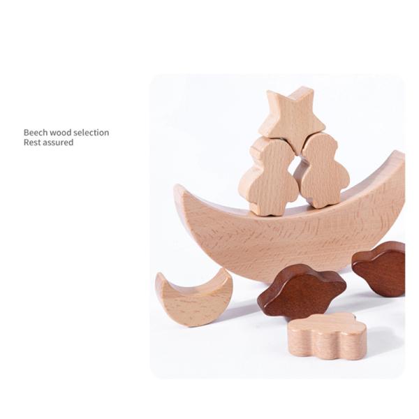 Montessori Children's Educational Toys Wooden Blocks Stars Moon Stacked Blocks Wooden Toy Diy Baby Balance Training Cons