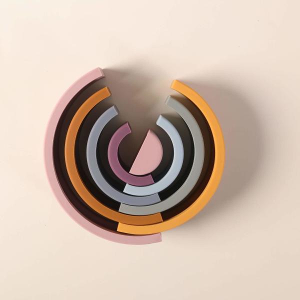 New Children'S Education Silicone Rainbow Round Cloud Arched Colorful Building Blocks Colorful Silicone Children'S Toys