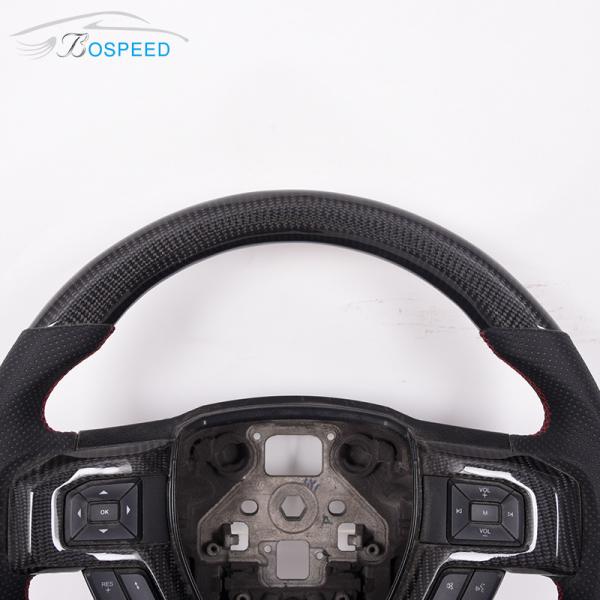 Sports Twill Gloss Ford Carbon Fiber Steering Wheel Raptor Red Leather