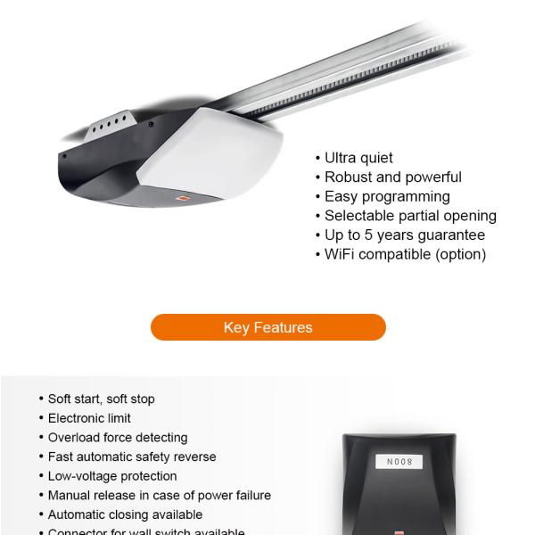 800N Sectional Garage Door Opener , 235W Battery Operated Garage Door Opener