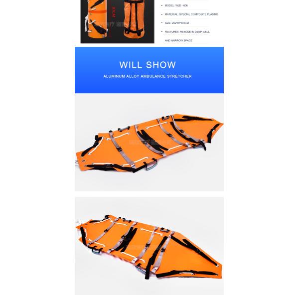 Multifunctional Folding Rescue Stretcher Orange Collapsible Ambulance Stretcher