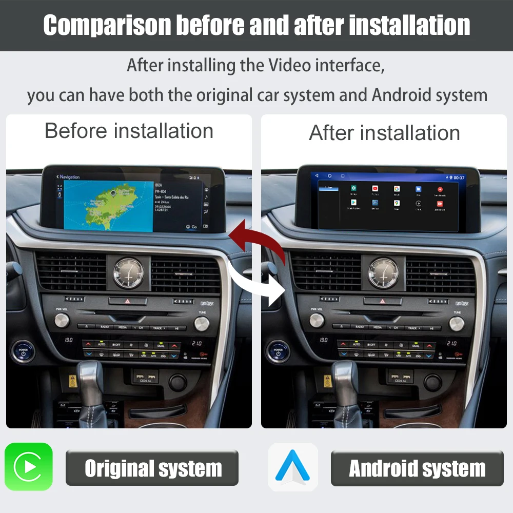 Wireless 2020-2021 RX Lexus Aftermarket Radio Stereo Vertical Screen Multimedia Video Player