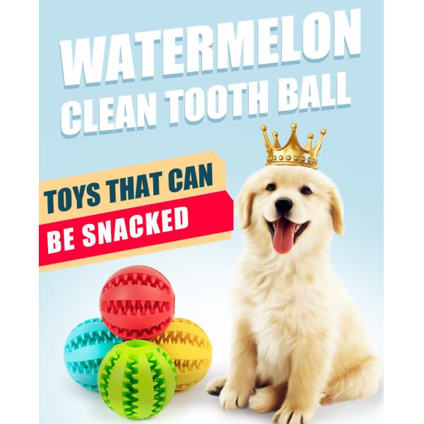 Dog Chew Toy BallsPet Food Feeder Chew Tooth Cleaning Ball Durable Soft Bite Resistant