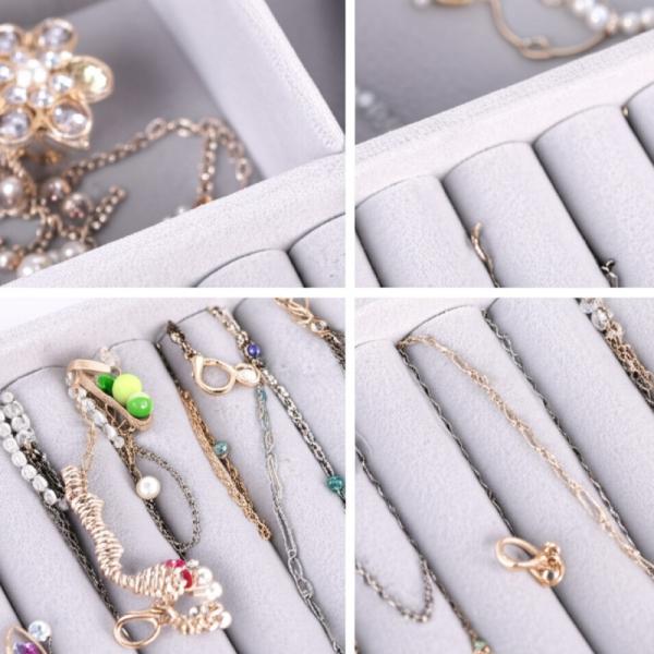 High Quality MDF Velvet Wardrobe Jewelry Tray Inserts | Modular Drawer Organizer with Ring Slots