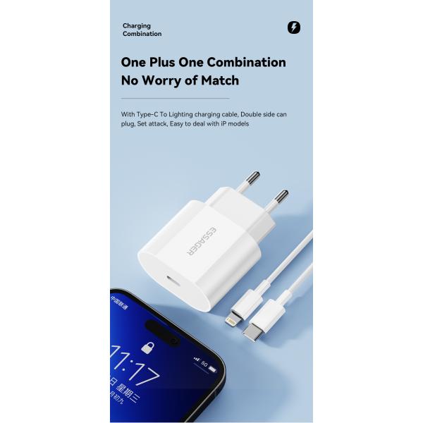 ESSAGER ES-CD30 Original Iphone Charger And Cable PD 20W USB C
