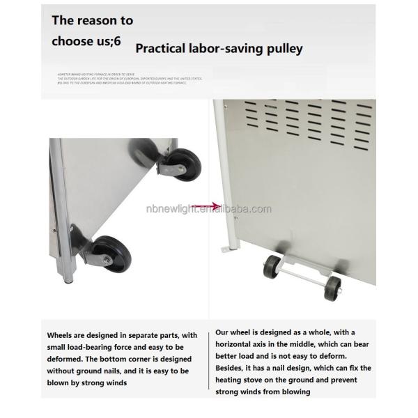 Style Glass Tube Outdoor Gas Heater with Stainless Steel Construction and Propane Fuel