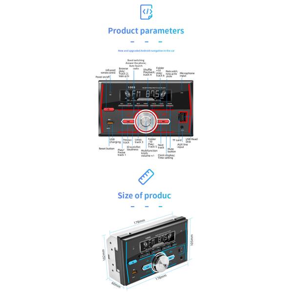 MP3 2 DIN Bluetooth Car Mount Tablet Android CE