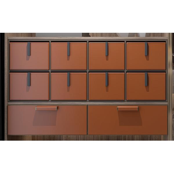 Italian Style Leather Drawer Organizer Open Top Design With Zinc Alloy Pull Handle