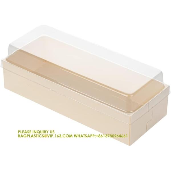 18 Oz Rectangle Long Straight Wooden Containers - Containers Sold Separately, Clear Plastic Lids