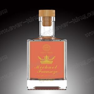 China Square Crystal White Flint Brandy Drinking Bottle Customed 500 ML on sale