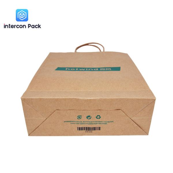 Logo Printed Promotional Shopping Bag Flexo Printing Kraft Paper Handbags