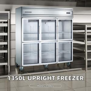 Commercial 1400L Upright Freezer Six-Door Vertical Refrigeration Equipment