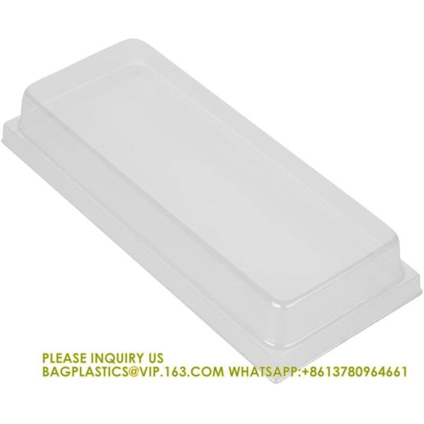18 Oz Rectangle Long Straight Wooden Containers - Containers Sold Separately, Clear Plastic Lids