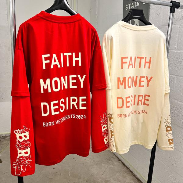 Luxury Clothing Manufacturers Custom Street Wear Double Layer Long Sleeve Cotton Oversize Loose Streetwear Unisex T Shirt T Shit