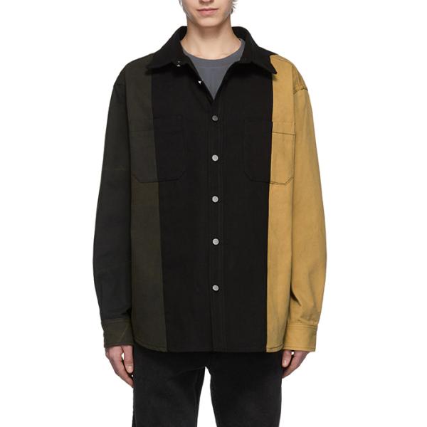 Contrast Splicing Colors Mens Fashion Casual Shirts / Patchwork Shirt Customized