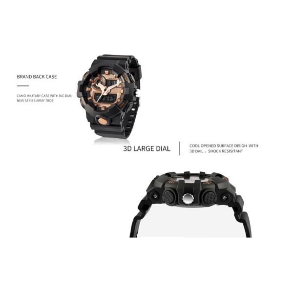 Dual Time Digital Sports Wrist Watches , Classic Sport Watches Plastic Case