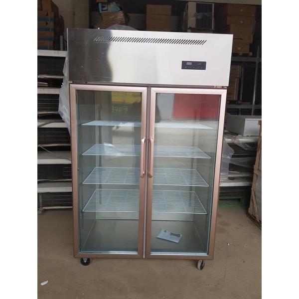 Double door large capacity commercial glass door stainless steel reefer freezer
