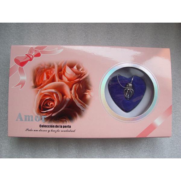 Spanish Versions Color Box Love Pearl Necklace Gift Box With Fashion Cage Pendant for Birthday or Holiday Gift