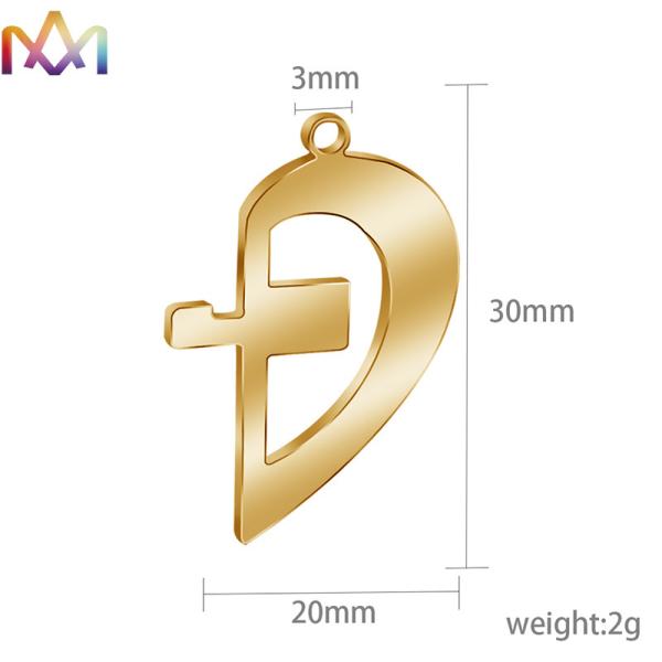 Anti Fading 304 Stainless Steel Half Heart Pendant