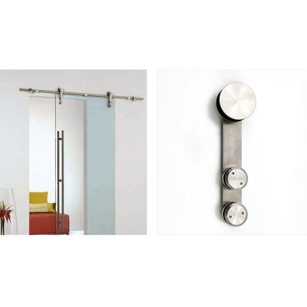 High Hardness and Durable Silver/black Glass Bathroom Sliding Door Kit for 6-12mm Glass